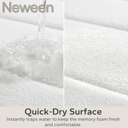 Neween Bathroom Rugs Set 2 Piece, Absorbent Memory Foam Bath Mat, White