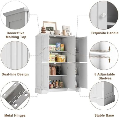 ChooChoo Bathroom Floor Cabinet with 6 Doors and Adjustable Shelves