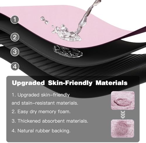 TYUU Thin Bath Mat Runner, Bathroom Rugs Non Slip Washable, 17x59 Pink