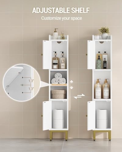 Hzuaneri Slim Bathroom Storage Cabinet, Narrow Bathroom Organizers,2 Doors