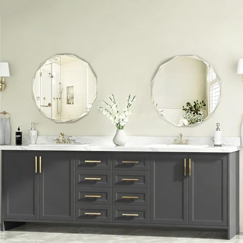 24x24 Inch Bathroom Mirrors for Over Sink, Round Frameless Mirrors for Wall