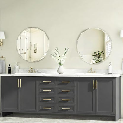 24x24 Inch Bathroom Mirrors for Over Sink, Round Frameless Mirrors for Wall