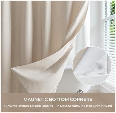 River Dream Linen Textured No Hooks Shower Curtain with Liner,Linen,71x80