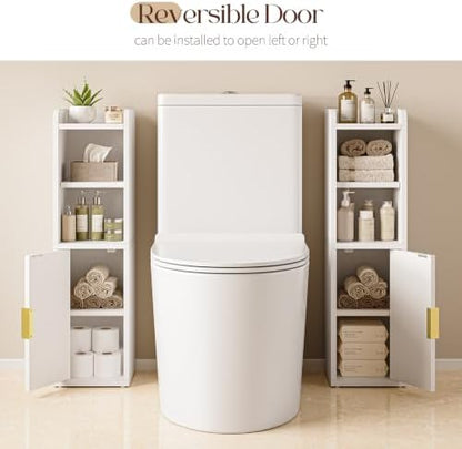 Yoobure Fluted Small Bathroom Storage Cabinet, Narrow Toilet Paper Cabinets