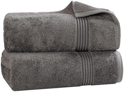 SUPERIOR Egyptian Cotton Bath Sheet Set, Oversized Towels for Home Bathroom, Master, Guest Bath, Decor Essentials, Quick Dry, Absorbent, Large Body Towel, Spa, Hotel, Resort, Set of 2, Charcoal