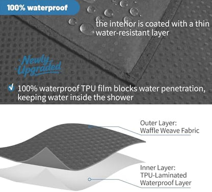 2-in-1 Waterproof Fabric Shower Curtain - No Separate Liner Needed, Hotel-Style Waffle Weave, Effortless Cleaning & Washable Bathroom Shower Curtain Set,72Wx78H,Chocolate Grey