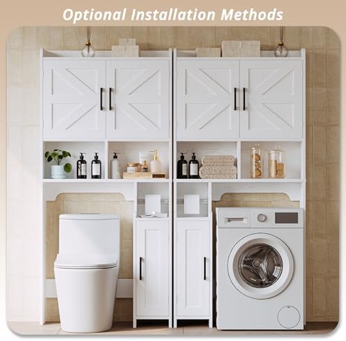 IRONCK 67 in Over The Toilet Storage Cabinet with Adjustable Shelves White
