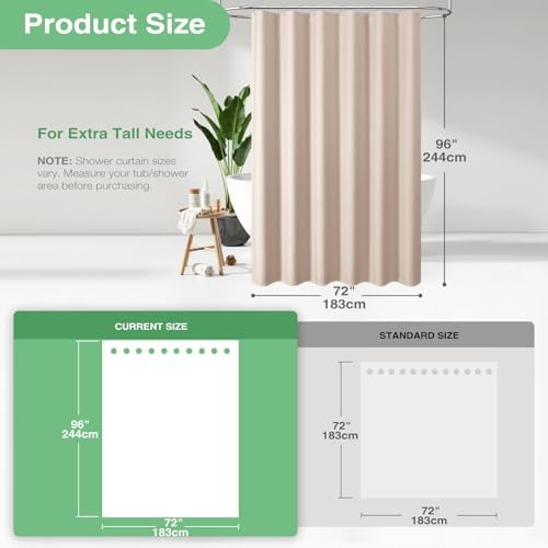 Dynamene Extra Long Waffle Shower Curtain 256 GSM Fabric 72x96 Blush Pink