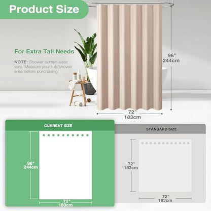 Dynamene Extra Long Waffle Shower Curtain 256 GSM Fabric 72x96 Blush Pink