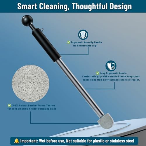 Pumice Stone Toilet Bowl Cleaner with Handle for Hard Water & Stains