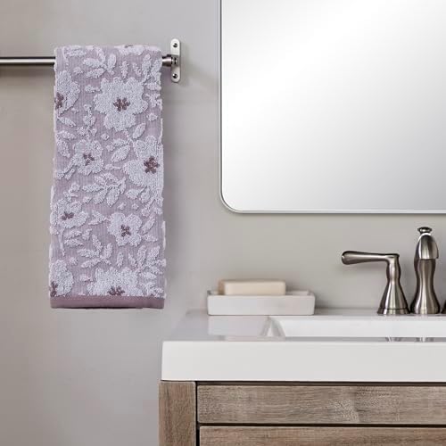 SKL Home Floral Hand Towel Set-2pc, 100% Cotton Jacquard, Lavender