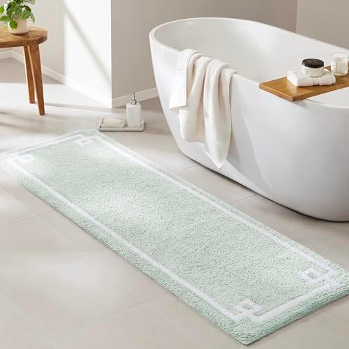 Madison Park Evan 100% Cotton Bath Runner Plush Absorbent, 24 x 72, Seafoam
