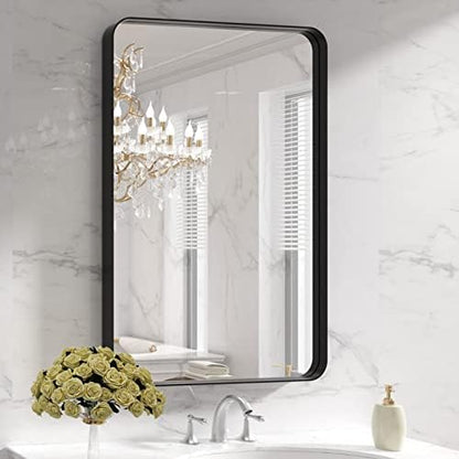 LOAAO 24X36 Inch Black Bathroom Mirror Metal Framed