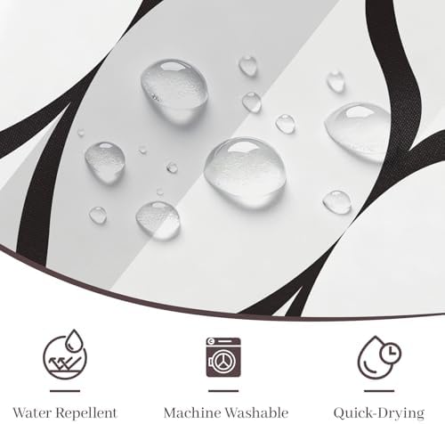Gelbchu Geometric Shower Curtain for Bathroom, White Black, 72x72 Inch
