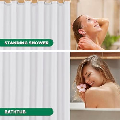 Fabric Shower Curtain Liner 72"W x 84"L-White Extra Long Shower Liners