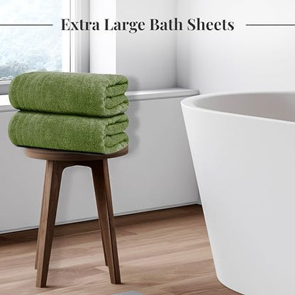 Tens Towels 2 Piece Extra Large Bath Sheets 35 x 70 Inches, Green