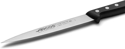 Arcos Sole Knife/Fish Knife Nitrum Stainless Steel and 170 mm blade. Designed for handling and preparing fish. Ergonomic Polypropylene Handle. Series UNIVERSAL. Color Black