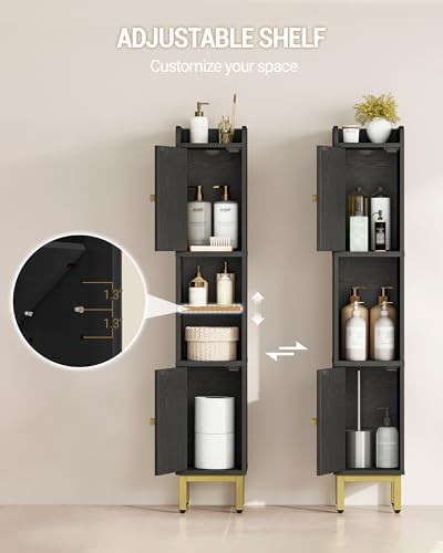 Hzuaneri Slim Bathroom Storage Cabinet, Narrow Bathroom Organizers,2 Doors