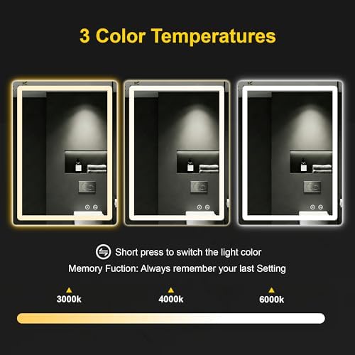 LED Bathroom Mirror with Lights, 24"x32" Lighted Vanity Mirror for Wall