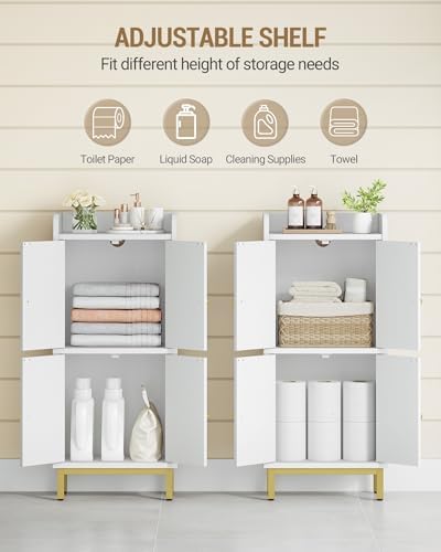 Hzuaneri Bathroom Cabinet, Small Storage Cabinet with 4 Doors