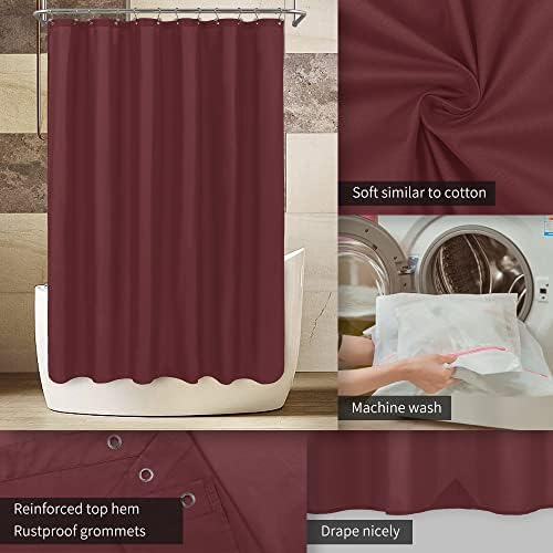 ALYVIA SPRING Waterproof Fabric Shower Curtain or Liner Burgundy Red, 72x72
