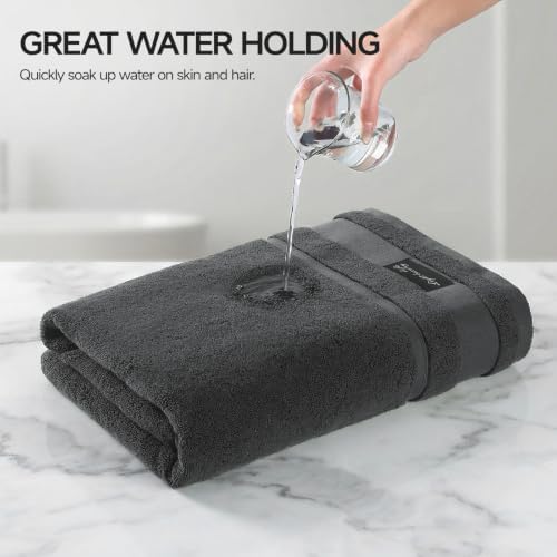REDKISS 4 Pack Large Bath Towels Set, 100% Cotton, 31x63 in, Heavyweight 760G, Highly Absorbent & Quick Dry, Super Soft Luxury Towels for Bathroom,Hotel Collection - Dark Gray