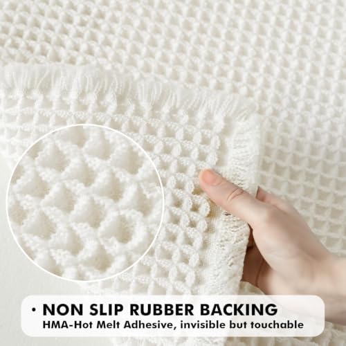 MIULEE Set of 2 Waffle Bathroom Rugs Boho Bath Mat White 17x24 Inch