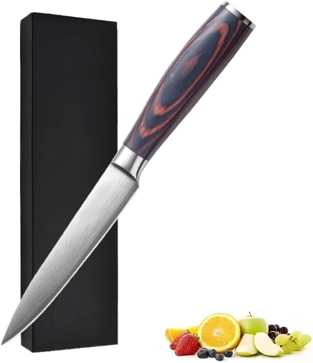 5 inch Kitchen Utility Knife, Ultra Sharp High Carbon Stainless Steel Chef Knife with Gift Box, Multipurpose Paring Knife for Fruit and Vegetable Cutting