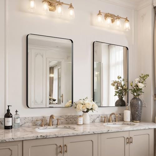 30"x22" Bathroom Vanity Mirror for Wall Aluminum Framed Farmhouse Rectangle