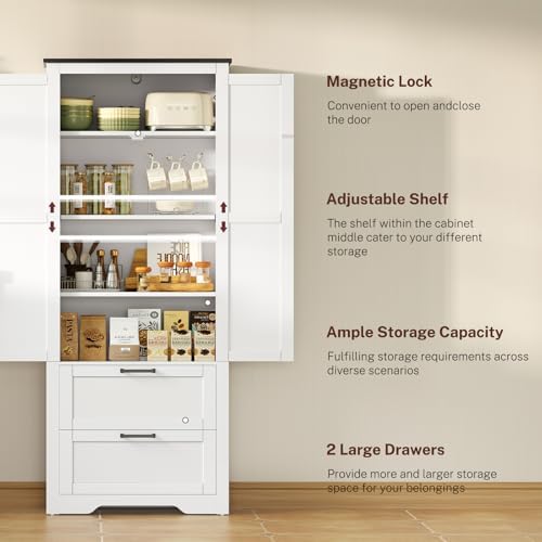 TEENFON Storage Cabinet with Doors & Adjustable Shelf