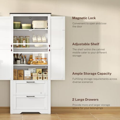 TEENFON Storage Cabinet with Doors & Adjustable Shelf