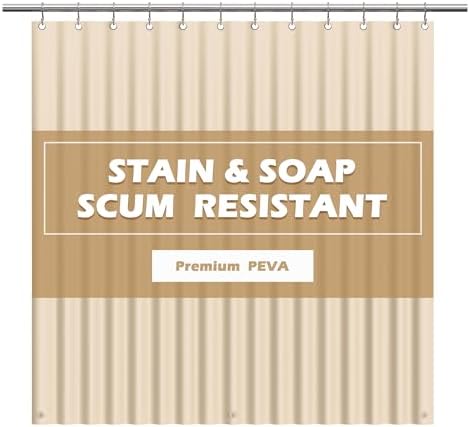 EHZNZIE Beige Shower Curtain Liner 72x72, PEVA Waterproof Bath Curtain, No Chemical Smell, 3 Weighted Magnets, Durable with Rustproof Metal Grommets