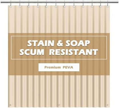 EHZNZIE Beige Shower Curtain Liner 72x72, PEVA Waterproof Bath Curtain, No Chemical Smell, 3 Weighted Magnets, Durable with Rustproof Metal Grommets