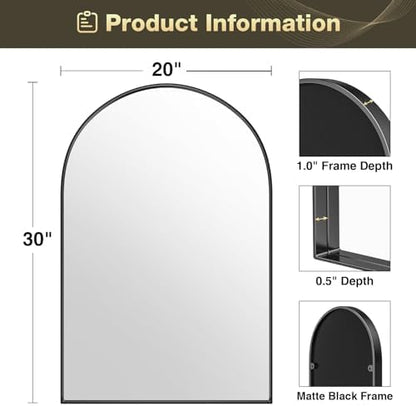 Brightify Arched Mirror, 20 x 30 Inch Black Arch Mirror