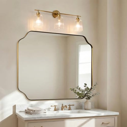 ANDY STAR 32X40 Inch Brushed Gold Scalloped Bathroom Mirror