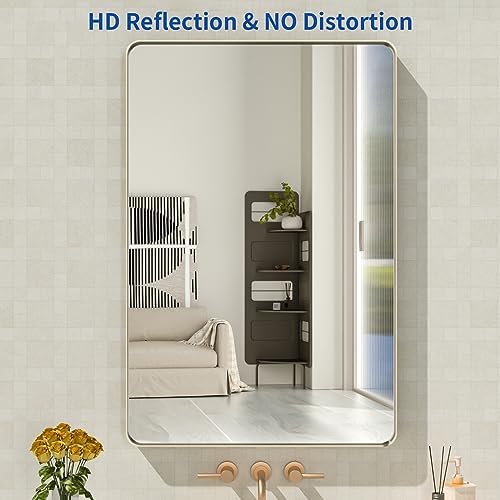 WEER Brushed Nickel Bathroom Vanity Mirror 24X36 Inch