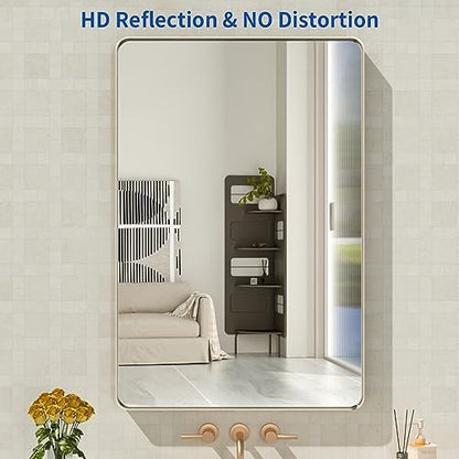 WEER Brushed Nickel Bathroom Vanity Mirror 24X36 Inch