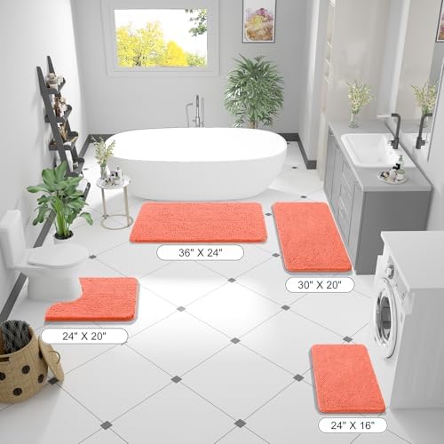 OLANLY Bathroom Runner Rugs 47x17, Extra Soft Absorbent Chenille Bath Rugs