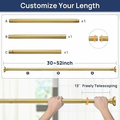 ENJOYBASICS 1" Gold Shower Curtain Rod, 30-52" Adjustable, Secure Tension
