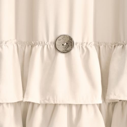 Ruffle Farmhouse Shower Curtain, Cream Vintage Shower Curtains for Bathroom Fabric Cute Rustic Cloth, 72" W X 78" L Inch
