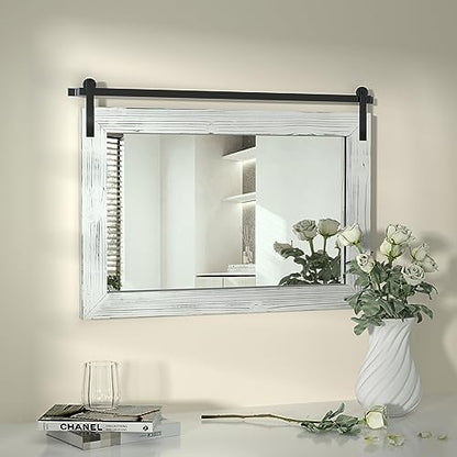 COGOOD Farmhouse Barn Door Mirror - 18 x 25 White