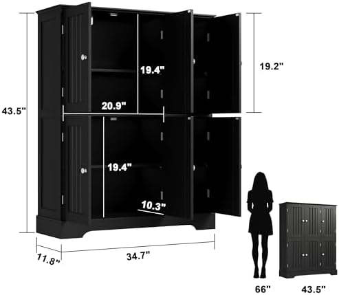 ChooChoo Bathroom Floor Cabinet with 6 Doors and Adjustable Shelves