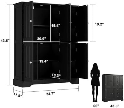 ChooChoo Bathroom Floor Cabinet with 6 Doors and Adjustable Shelves
