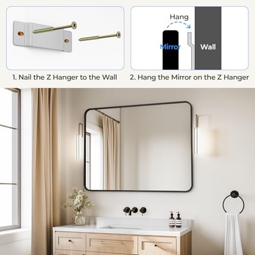 USHOWER Black Bathroom Mirrors for Over Sink 30 x 40 Inch