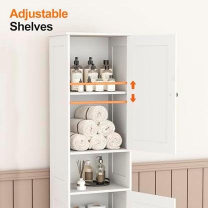Homleke Tall Bathroom Storage Cabinet with 2 Doors, Slim Bathroom Cabinet