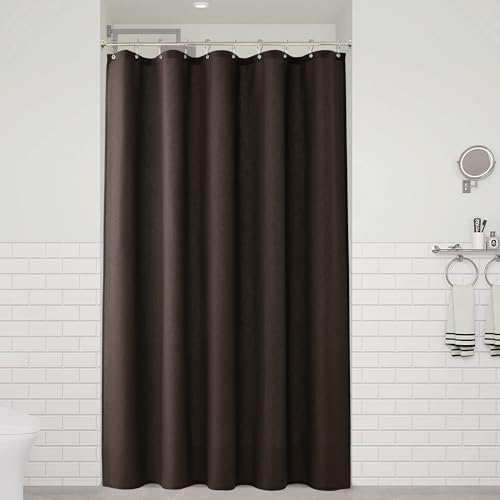 Naturoom Linen Shower Curtain 60x72 Inch for Bathroom Chocolate Brown