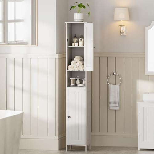 Homleke Tall Bathroom Storage Cabinet with 2 Doors, Slim Bathroom Cabinet