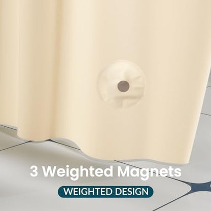 Titanker Plastic Shower Curtain Liner, 72x72 Beige Shower Liner Lightweight PEVA Shower Curtains for Bathroom, Waterproof Shower Liner with Magnets and Rustproof Grommets