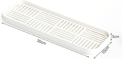 2-in-1 Kitchen Sink Caddy Organizer with Plastic Drain Grate, Double-Layer Drain Sponge Soap Holder & Food Fruit Vegetable Drain Tray for Sink Countertop Home Kitchen Restaurant Hotel, White (1 Pack)