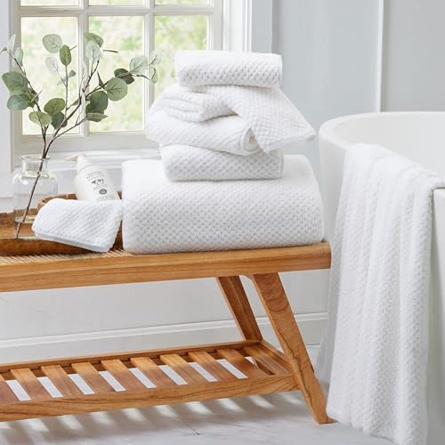 8 Piece Bathroom Towel Set White |2 Oversized Large Bath Towels Sheet,2 Hand Towels and 4 Washcloths| 600GSM Ultra Soft Luxury Premium Towel Set Highly Absorbent Quick Dry Hotel Towel Collection